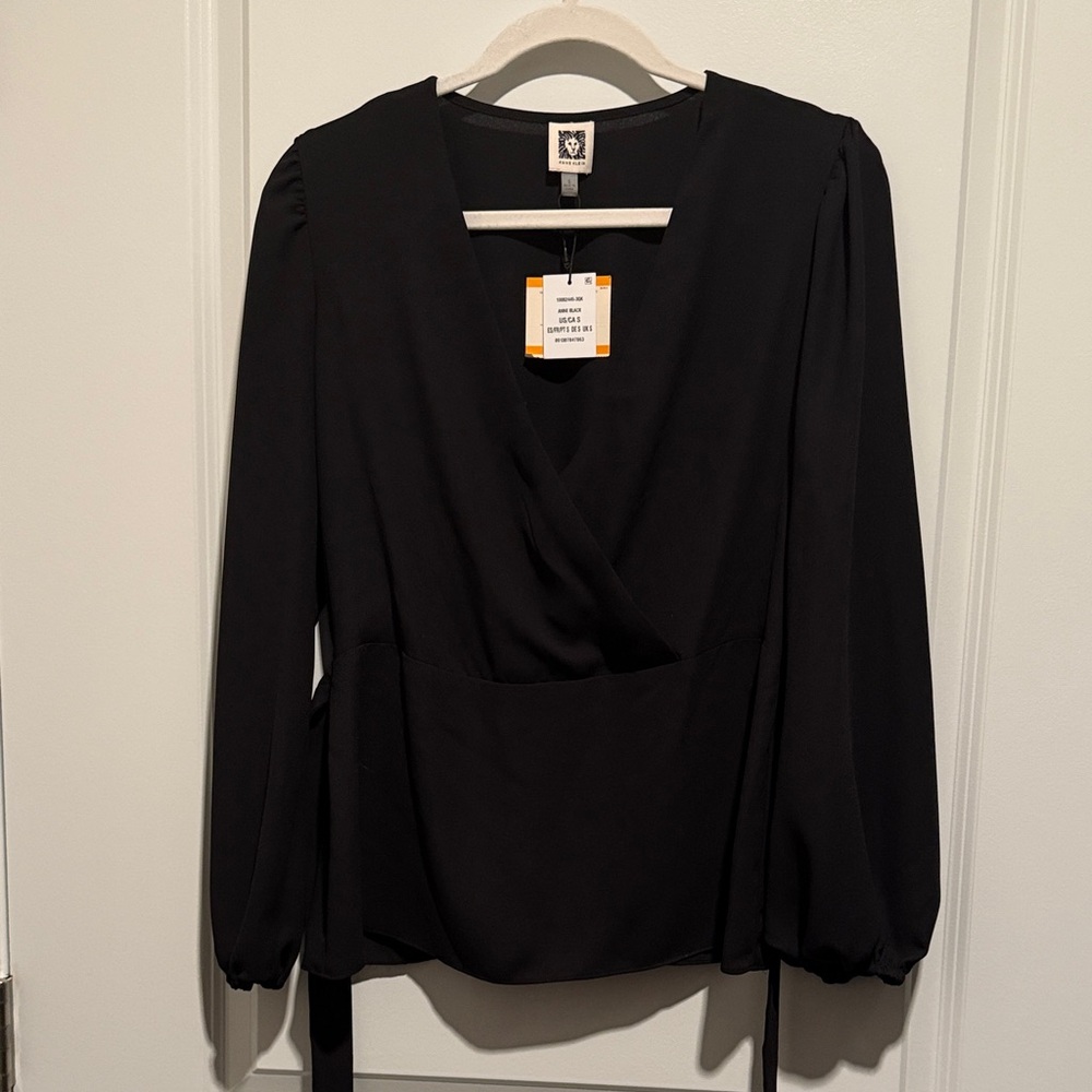 Anne Klein Black Wrap Blouse